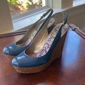 Sam Edelman Blue and Brown Wedge Shoes